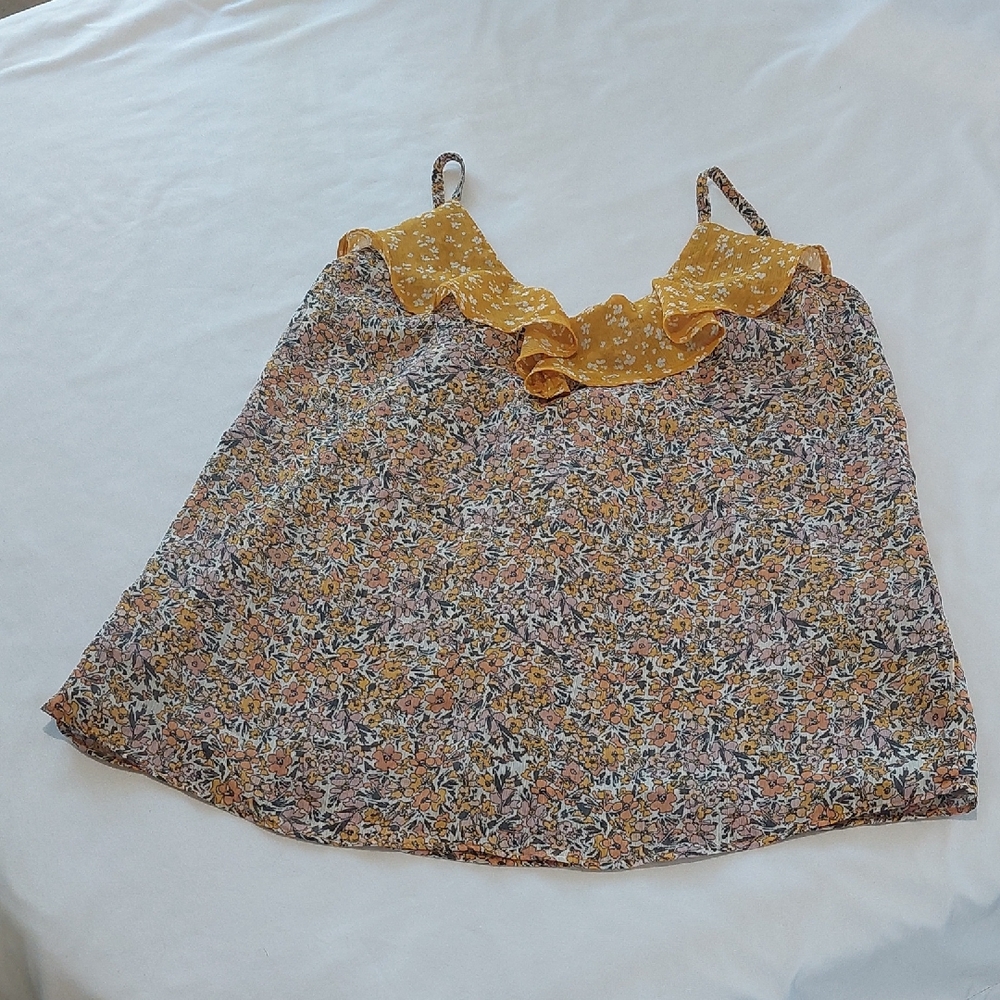 Banana Republic Yellow and Multicolor Floral And Black Camisole Size XS
